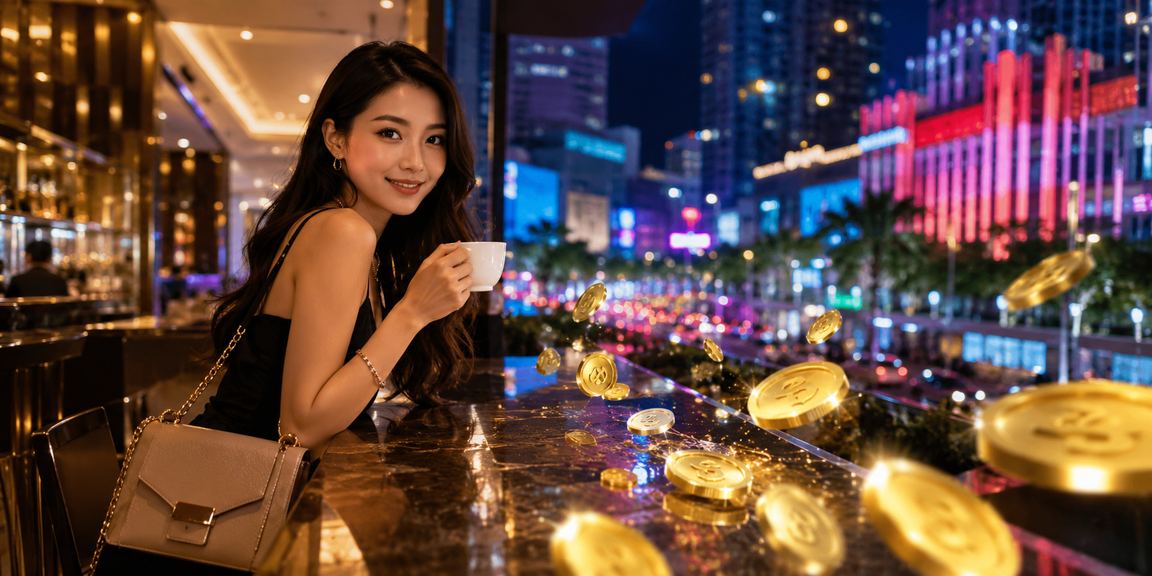 Pengguna menikmati platform hiburan digital di kedai kopi dengan suasana hangat